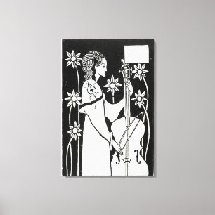Dame mit Cello, von "Le Morte d'Arthur" ` (litho) Leinwanddruck