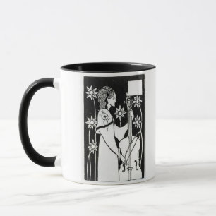 Dame mit Cello, von "Le Morte d'Arthur" ` (litho) Tasse