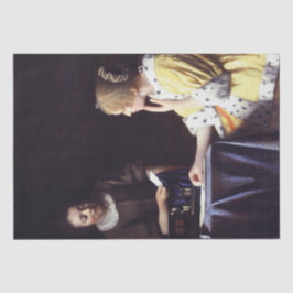 Dame mit der Magd, die Buchstaben durch Vermeer Seidenpapier