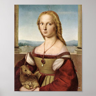 Dame mit einem Einhorn durch RAPHAEL-Druck Poster