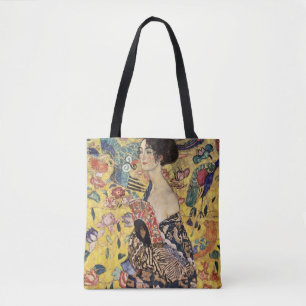 Dame mit einem Fächer von Gustav Klimt Tasche