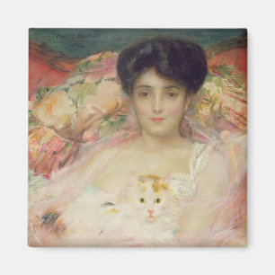Dame mit einer Katze, 1904 Magnet