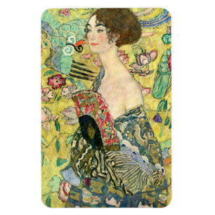 Dame mit Fächer - Gustav Klimt Magnet
