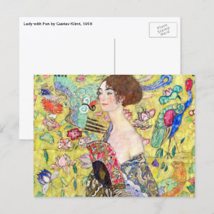 Dame mit Fächer von Gustav Klimt, Vintage Japonism Postkarte