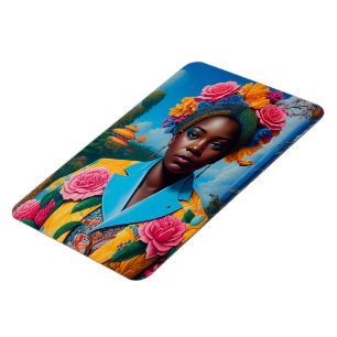 Dame mit floralem Sakko Magnet