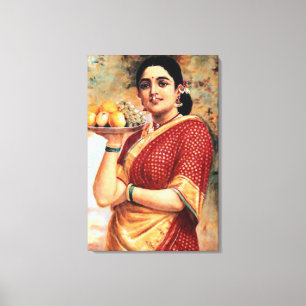 Dame mit Frucht-Kunst-Druck Leinwanddruck