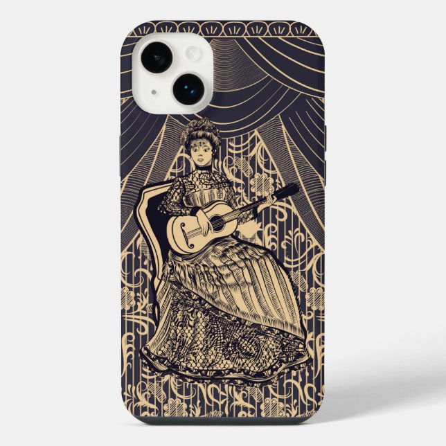 Dame mit Gitarre iPhone 14 Plus Hülle (Rückseite)