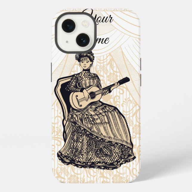 Dame mit Gitarre iPhone Hülle (Rückseite)