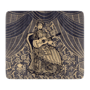 Dame mit Gitarre   Schneidebrett