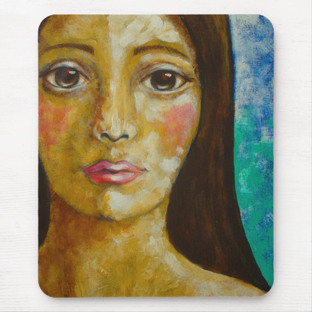 DAME mit GROSSER AUGEN-MAUSUNTERLAGE Mousepad (Vorne)