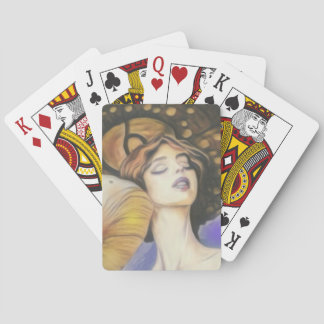 Dame mit Kartenspiel in braunen Tönen Spielkarten