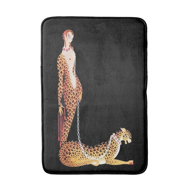 Dame mit Leopard-Badematte Badematte (Vorderseite Vertikal)