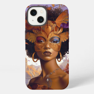 Dame mit Maske Schwarze Fantasy-Kunst iPhone Hülle