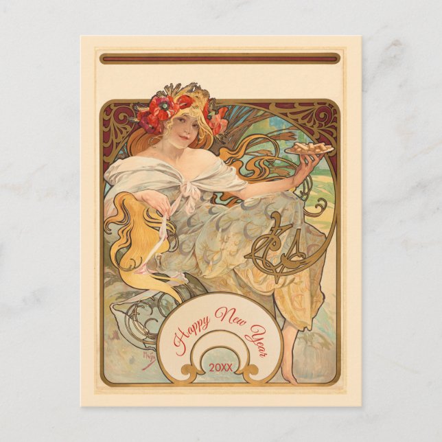 Dame mit Mohn im Haar  Postkarte (Vorderseite)