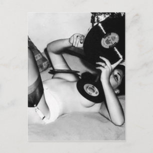 Dame mit Musik Postkarte