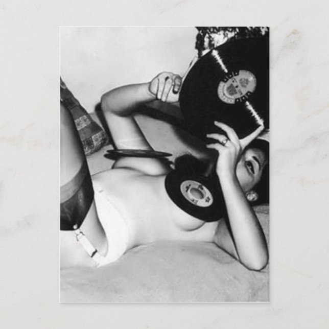 Dame mit Musik Postkarte (Vorderseite)