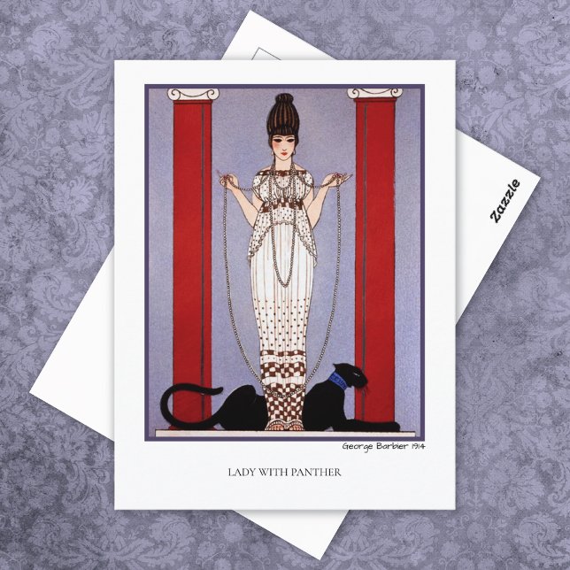 Dame mit Panther George Barbier Mode Postkarte (Von Creator hochgeladen)