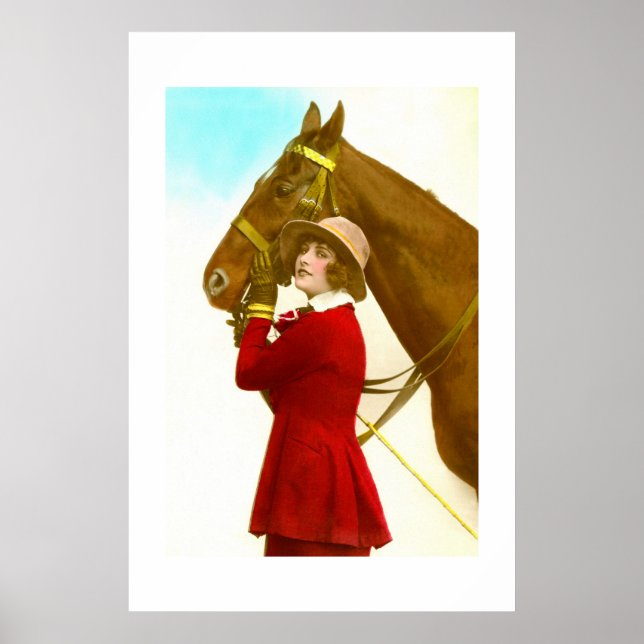 Dame mit Pferd Poster (Vorne)