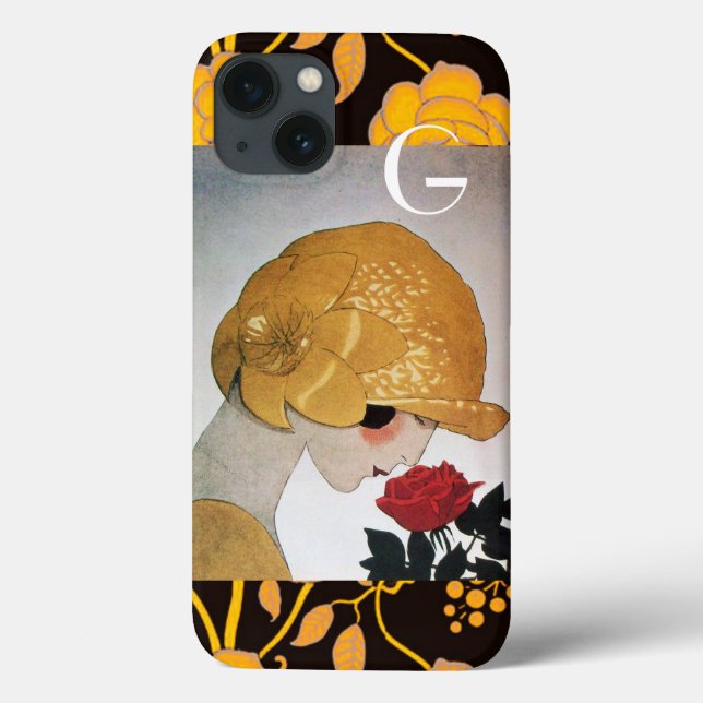 DAME MIT ROTEM ROSENMONOGRAMM Case-Mate iPhone HÜLLE (Rückseite)
