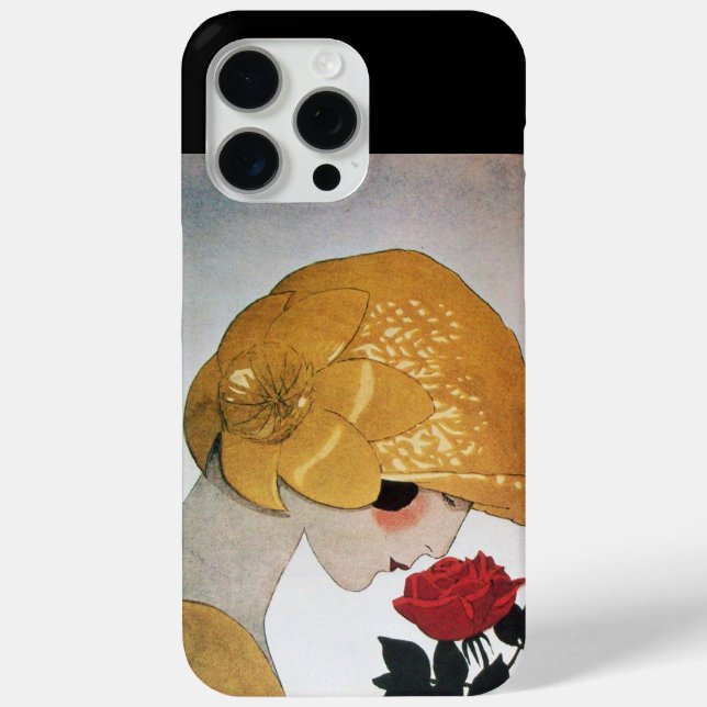 DAME MIT ROTER ROSE iPhone 15 PRO MAX HÜLLE (Rückseite)