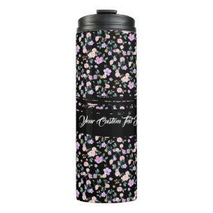 Dame mit schwarzer Blume Blumenmuster Thermosbecher