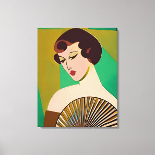 Dame moderne Art déco avec ventilateur