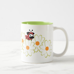 Dame Pug Mug (White&Green Blumen) Zweifarbige Tasse