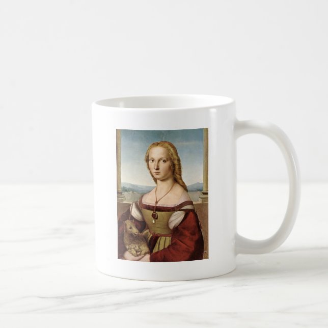 Dame RAPHAEL mit einer Unicorn-Tasse Kaffeetasse (Rechts)