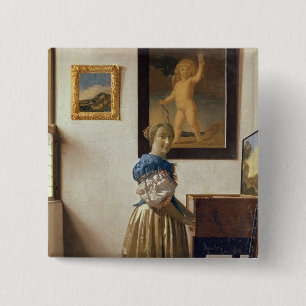 Dame stehend am Virginal, c.1672-73 Button