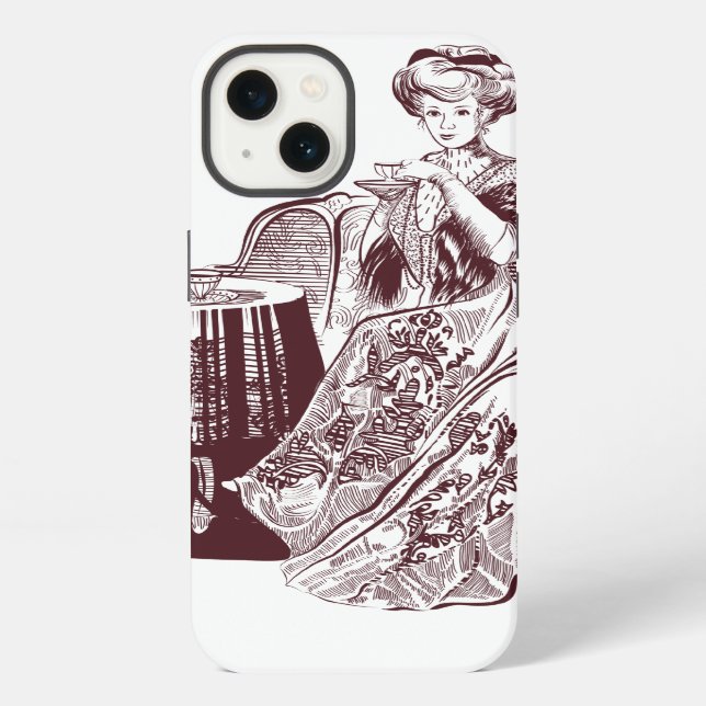 Dame trinkt Tee iPhone Hülle (Rückseite)