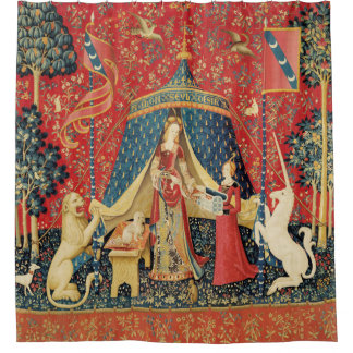 DAME UND EICHHORN Löwe,Fantasy Blumen,Tiere Duschvorhang