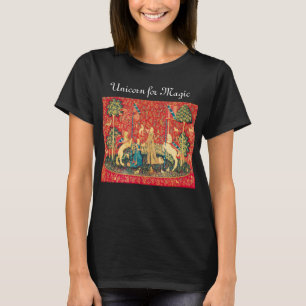 DAME UND EINHORN FÜR MAGIE Fantasy Blumen,Tiere T-Shirt