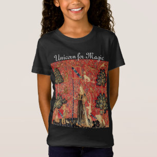 DAME UND EINHORN FÜR MAGIE Fantasy Blumen,Tiere T-Shirt