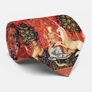 DAME UND EINHORN Gesichtssinn, Löwe, Blumen, Tiere Krawatte