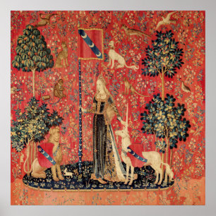DAME UND EINHORN Löwe,Fantasy Blumen,Tiere Poster
