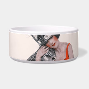 Dame und Leopard Napf