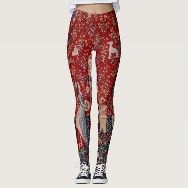 Dame und Unicorn mittelalterlicher Geruch Leggings (Vorderseite)