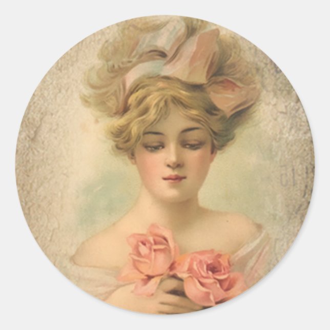 Dame Victorienne Classique Avec Stickers Rose (Devant)