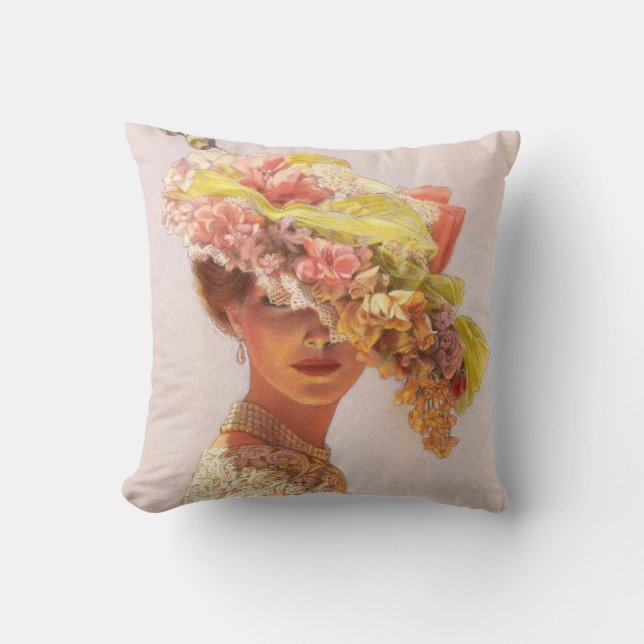 Dame victorienne de casquette floral de coussin de (Recto)