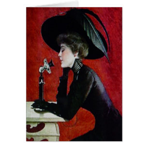 dame vintage de casquette de robe de noir de femme