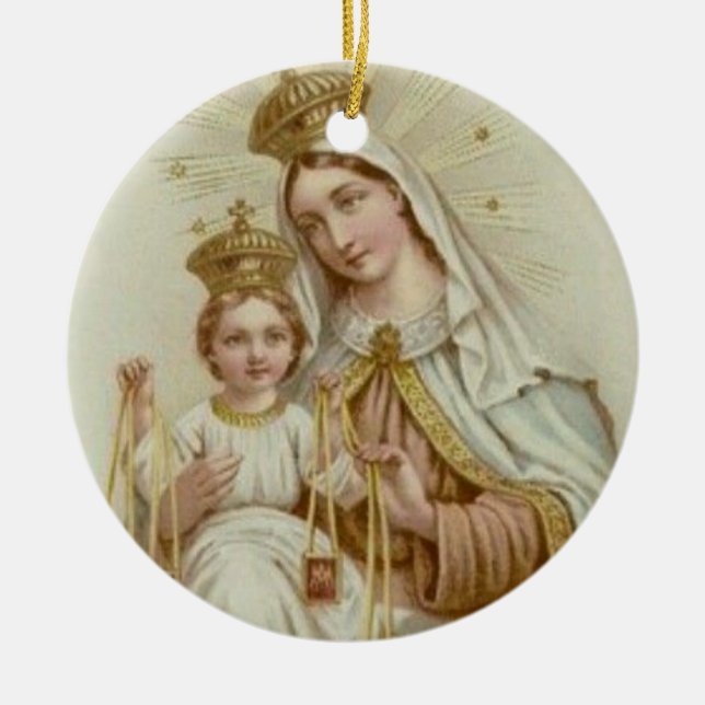 Dame vom Karmel mit dem Baby Jesus Keramikornament (Vorne)