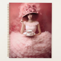 Dame Whimsical en rose avec Teacup