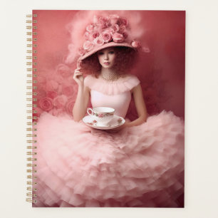 Dame Whimsical en rose avec Teacup