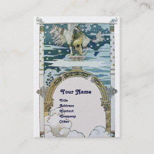 DAME WITH UNICORN, blaues Goldmetallisches Papier Visitenkarte