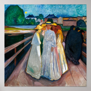 Damen auf der Brücke Edvard Munch Poster