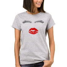 Damen-Augen-Peitschen und Lippenstift-Kuss