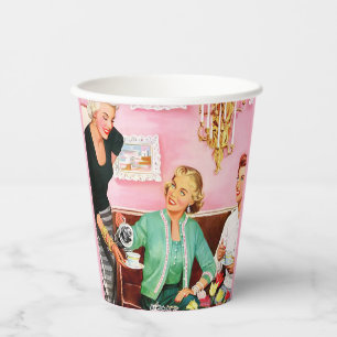 Damen aus den 1950er Jahren genießen den Nachmitta Pappbecher