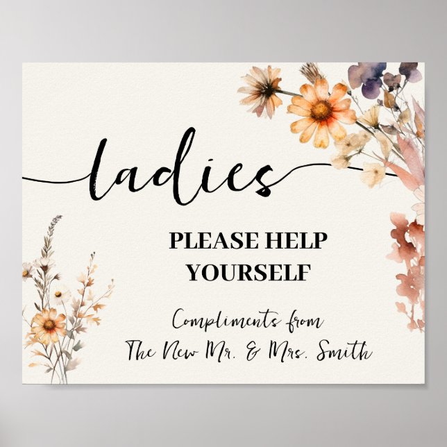 Damen Bad Hochzeitsempfang Herbst Wildblumen Poster (Vorne)