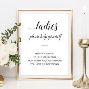 Damen-Badezimmer-Korb Elegantes Hochzeitsschild Poster