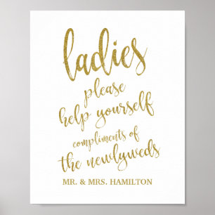 Damen-Badezimmer-Korb Glitter 8x10 Hochzeitsschild Poster